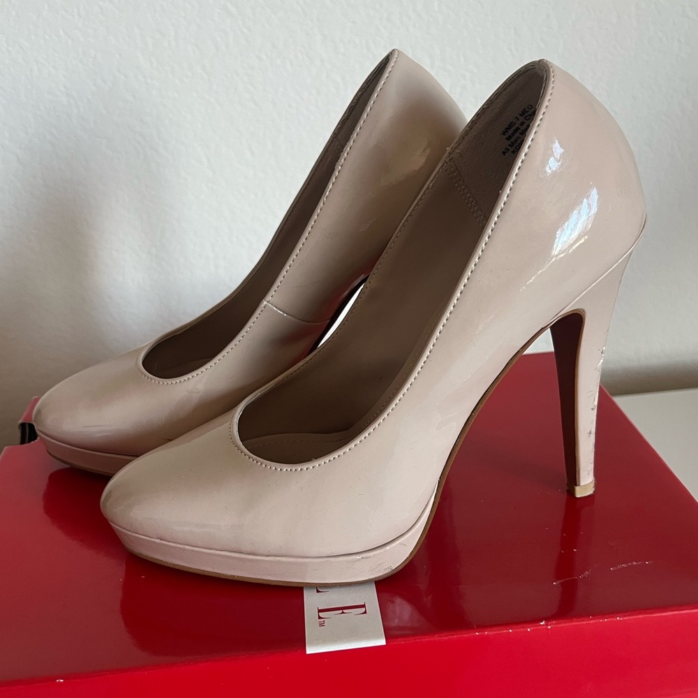 Nude platform heels